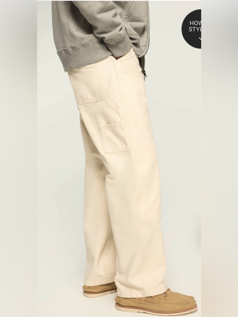 Lucky Brand Men's 287 Loose Carpenter Cargo Pants Cream Shoelace 32/30 NWT - Picture 5 of 16